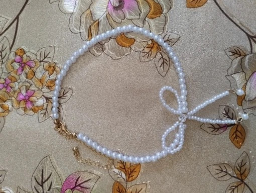 Pearl Bowknot Choker Necklace